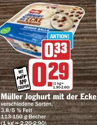 Hit Müller Joghurt mit der Ecke 113-150 g Becher Angebot