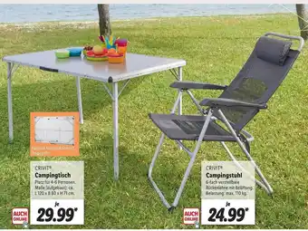 Lidl Crivit Campingtisch, Crivit Campingstuhl Angebot