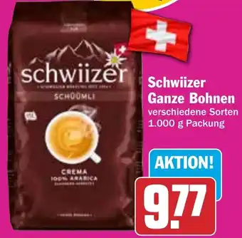 Hit Schwiizer Ganze Bohnen 1.000 g Packung Angebot