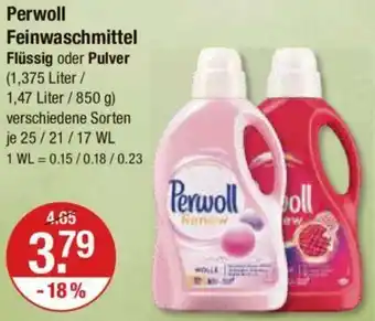 V Markt Perwoll Feinwaschmittel Flüssig oder Pulver 25/21/17 WL Angebot