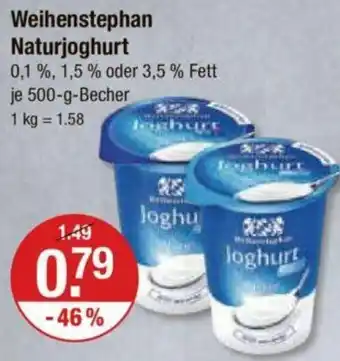 V Markt Weihenstephan Naturjoghurt 500 g Becher Angebot