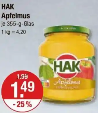 V Markt HAK Apfelmus 355 g Glas Angebot