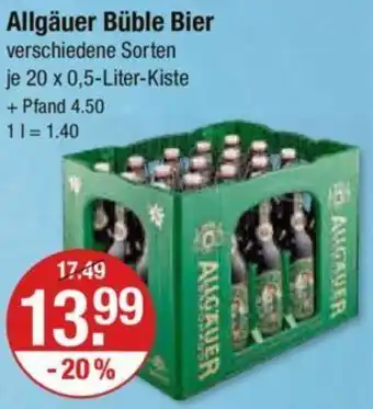 V Markt Allgäuer Büble Bier 20 x 0,5 Liter Kiste Angebot