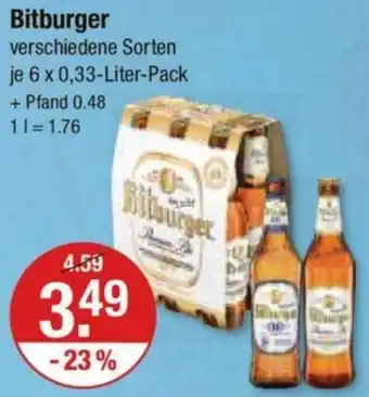 V Markt Bitburger 6 x 0,33 Liter Pack Angebot