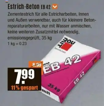 V Baumarkt Estrich-Beton EB 42 35 kg Angebot