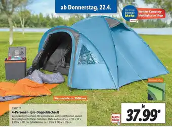 Lidl Crivit 4-personen -Iglu-doppeldachzelt Angebot