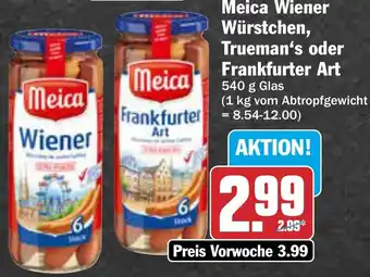 AEZ Meica Wiener Würstchen, Trueman's oder Frankfurter Art 540 g Glas Angebot