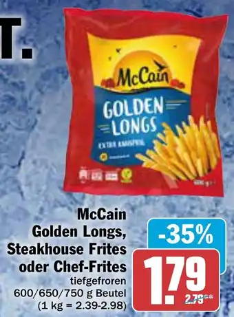 AEZ McCain Golden Longs, Steakhouse Frites oder Chef-Frites 600/650/750 g Beutel Angebot