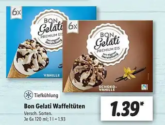 Lidl Bon Gelati Waffeltüten 6x120ml Angebot