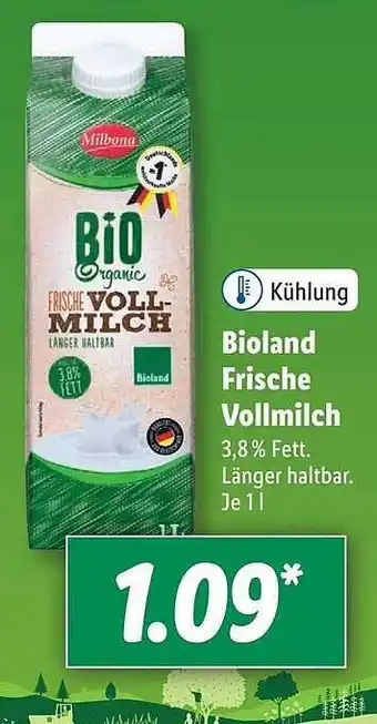 Lidl Bioland Frische Vollmilch 1L Angebot