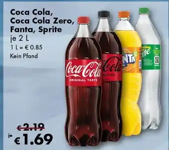 Travel Free Coca Cola Zero, Fanta, Sprite je 2 L Angebot