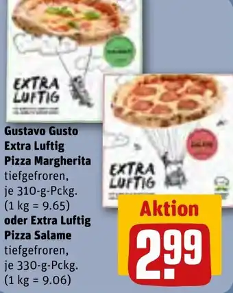 REWE Gustavo Gusto Extra Luftig Pizza Margherita 310 g oder Extra Luftig Pizza Salame 330 g Pckg. Angebot