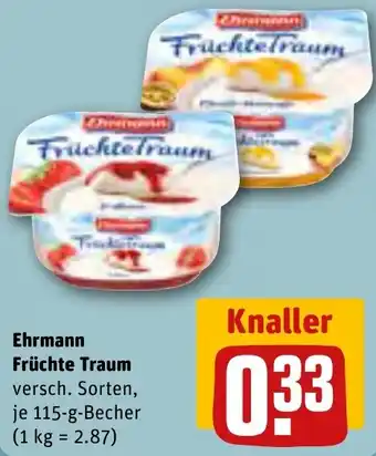 REWE Ehrmann Früchte Traum 115 g Becher Angebot