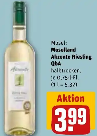 REWE Moselland Akzente Riesling QbA 0,75 L-Fl. Angebot