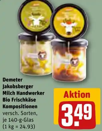 REWE Demeter Jakobsberger Milch Handwerker Bio Frischkäse Kompositionen 140 g Glas Angebot