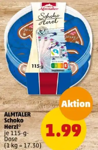 PENNY ALMTALER Schoko Herzl 115 g Dose Angebot