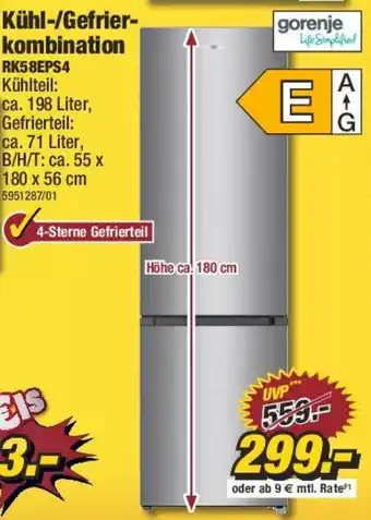 Poco Gorenje Kühl-/Gefrierkombination RK58EPS4 Angebot