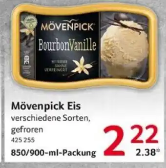 Selgros Mövenpick Eis verschiedene Sorten, 850/900ml gefroren Angebot