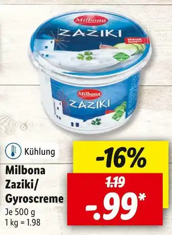 Lidl Milbona zaziki/gyroscreme Angebot