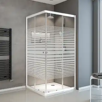 toom Baumarkt Schulte eckdusche mit schiebetür 'sunny' vollgerahmt, gestreift, weiß 75-90 x 75-90 x 180 cm Angebot