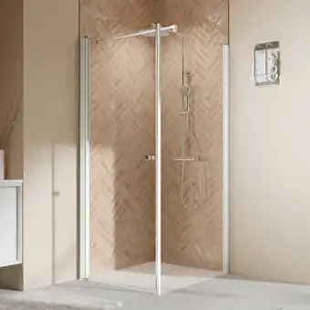 toom Baumarkt Breuer drehtür 'elana 2.0' rund für seitenwand, anschlag links, weiß matt, klarglas hell, 90 cm Angebot