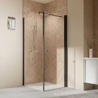 toom Baumarkt Breuer seitenwand 'elana 2.0' rund für drehtür, anschlag links, schwarz matt, klarglas hell, 90 cm Angebot