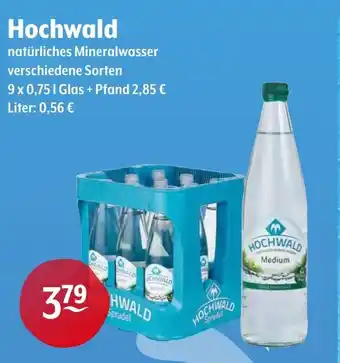 Trink und Spare Hochwald natürliches Mineralwasser 9*750ml Angebot