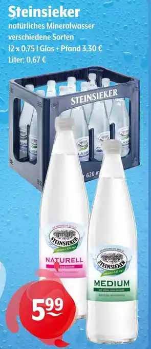 Trink und Spare Steinsieker natürliches Mineralwasser 12*750ml Angebot