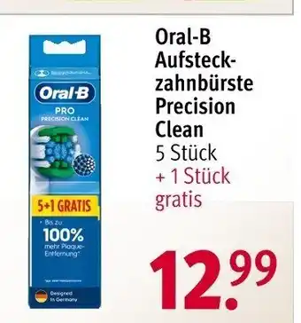 Rossmann Oral-B Aufsteck-zahnbürste Precision Clean 5 Stück + 1 Stück gratis Angebot