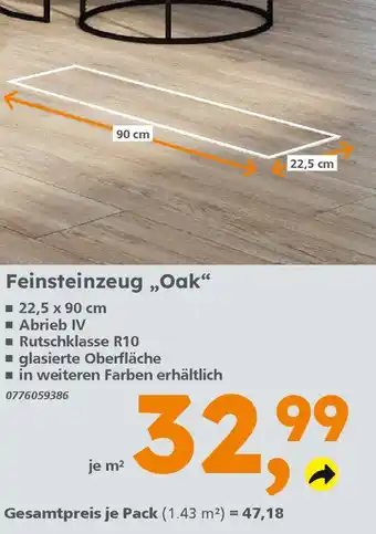 Globus Baumarkt Feinsteinzeug ,,Oak" Angebot