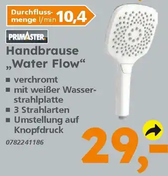 Globus Baumarkt PRIMASTER Handbrause ,,Water Flow" Angebot