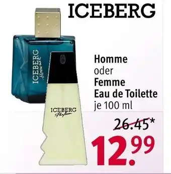 Rossmann ICEBERG Homme oder Femme Eau de Toilette je 100 ml Angebot