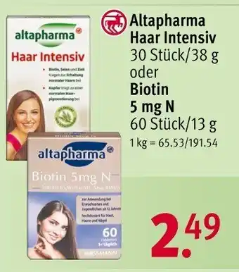 Rossmann Altapharma Haar Intensiv 30 Stück/38 g oder Biotin 5 mg N 60 Stück/13 g Angebot