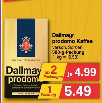 Famila Nord West Dallmayr prodomo Kaffee versch. Sorten 500-g-Packung Angebot