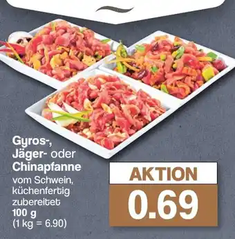 Famila Nord West Gyros-, Jäger- oder Chinapfanne vom Schwein, küchenfertig zubereitet 100 g Angebot