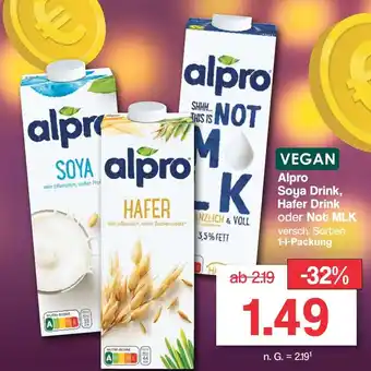 Famila Nord West VEGAN Alpro Soya Drink, Hafer Drink oder Not MLK versch. Sorten 1-1-Packung Angebot