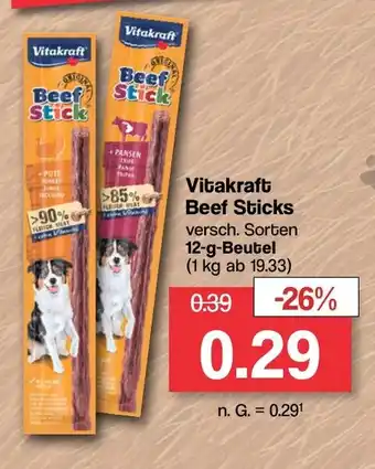 Famila Nord West Vitakraft Beef Sticks versch. Sorten 12-g-Beutel Angebot