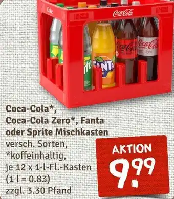 nahkauf Coca-Cola, Coca-Cola Zero, Fanta oder Sprite Mischkasten 12x1 L-Fl. Kasten Angebot