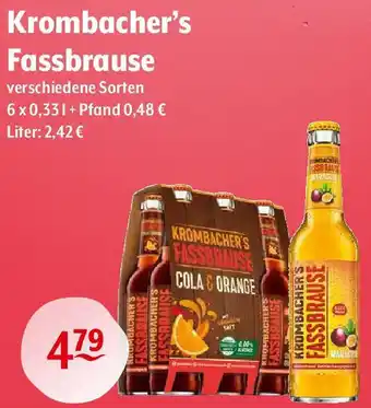 Getränke Hoffmann Krombacher's Fassbrause 6x0,33 L Angebot