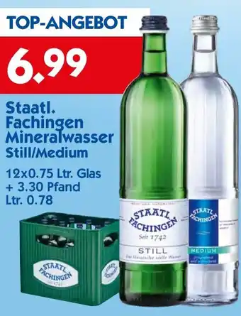 Hol'ab Getränkemarkt Staatl. Fachingen Mineralwasser 12x0.75 Ltr. Glas Angebot