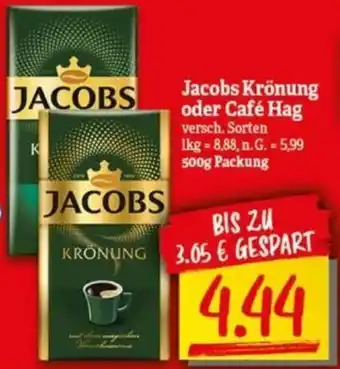 NP Discount Jacobs Krönung oder Café Hag 500g Packung Angebot