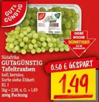 NP Discount GUT&GÜNSTIG Tafeltrauben 500 g Packung Angebot