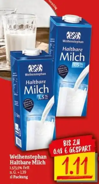 NP Discount Weihenstephan Haltbare Milch 1 L Packung Angebot