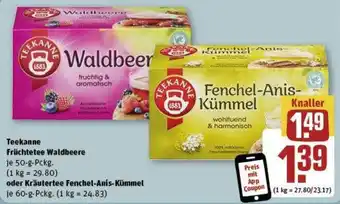 REWE Teekanne Früchtetee Waldbeere 50 g oder Kräutertee Fenchel-Anis-Kümmel 60 g Pckg. Angebot