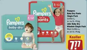 REWE Pampers Baby Dry Pants Single Pack 24 St. oder Baby Dry Windeln Single Pack 30 St. Pckg. Angebot