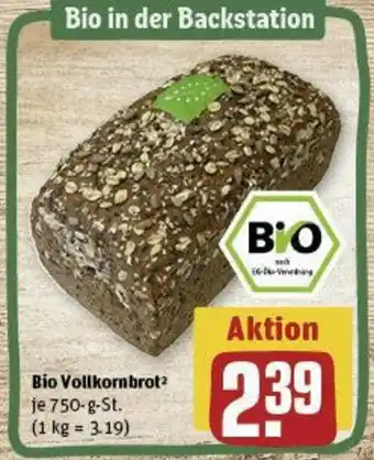 REWE Bio Vollkornbrot 750-g-St. Angebot