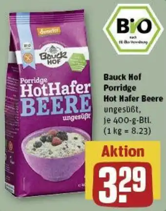 REWE Bauck Hof Porridge Hot Hafer Beere 400 g Btl. Angebot