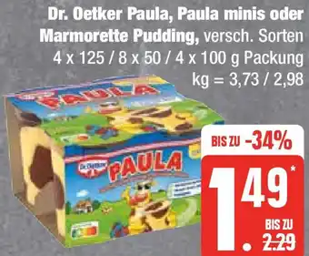 Edeka Dr. Oetker Paula, Paula minis oder Marmorette Pudding 4x125/8x50/4x100 g Packung Angebot