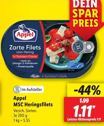 Lidl Appel MSC Heringsfilets 200 g Angebot