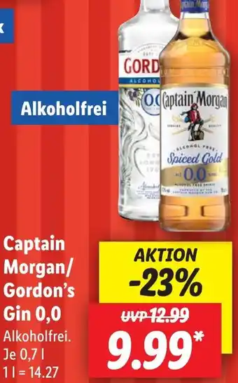 Lidl Captain Morgan/ Gordon's Gin 0,0, 0,7 L Angebot